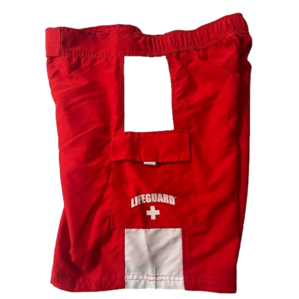Lifeguard Swim Trunks, Men’s Small, Waist 31-32” Plus Elastic Stretch, NEW